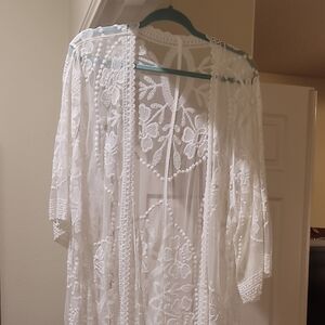 White Lace Kimono Cardigan
